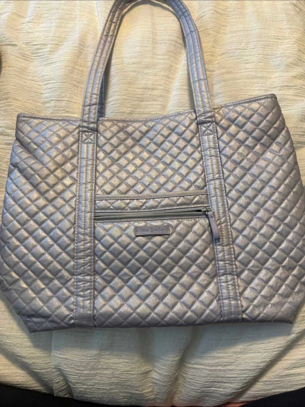 Vera Bradley Quilted Metallic Silver/purplish Tote